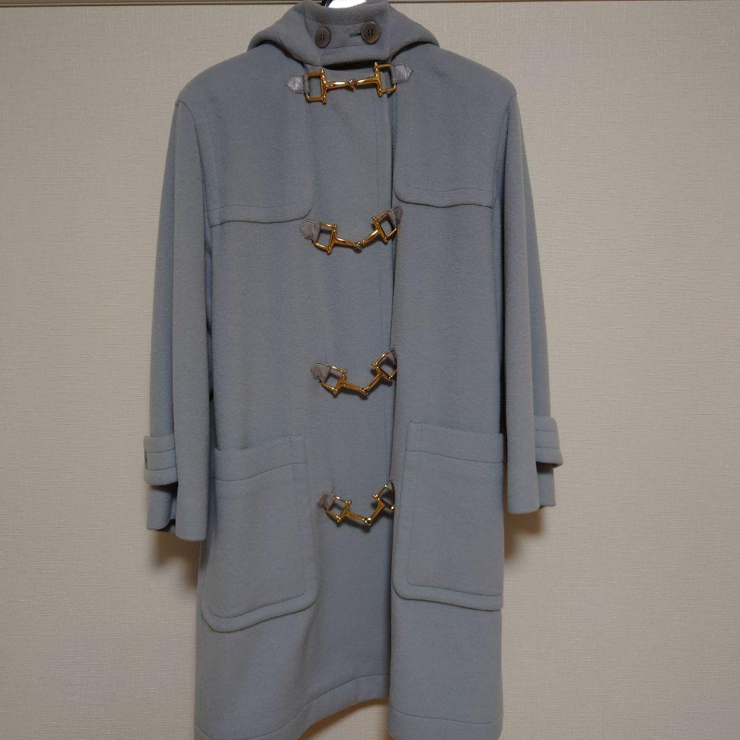 CELINE 水色　ウール　アンゴラ　カシミヤダッフルコート