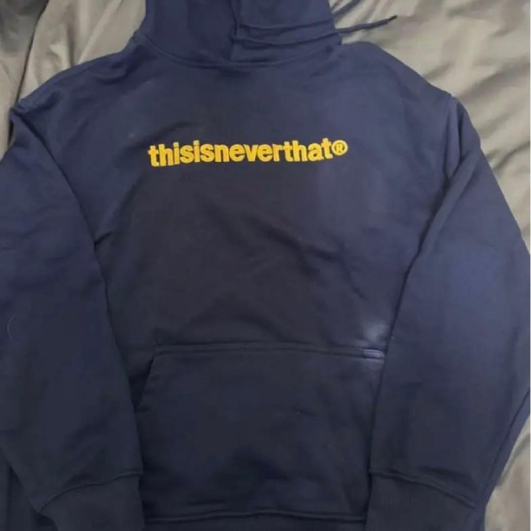 thisisneverthat ネイビー フード付きパーカー ネバザパーカー thisisneverthat ネイビー ネバザパーカー S - メルカリ
