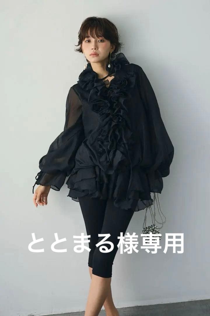 frene フレーネ　フリル付き黒シースルーブラウス ✨購入後すぐ届く！✨即納アイテムが表示価格より更に20%OFF🚚 – Frene