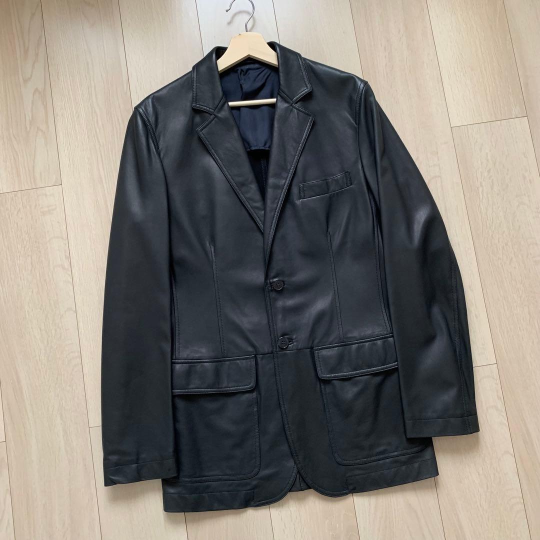 美品　Z zegna レザー　テーラードジャケット　黒　46 BLACK シープレザーテーラードジャケット｜メンズファッション通販 MEN'S