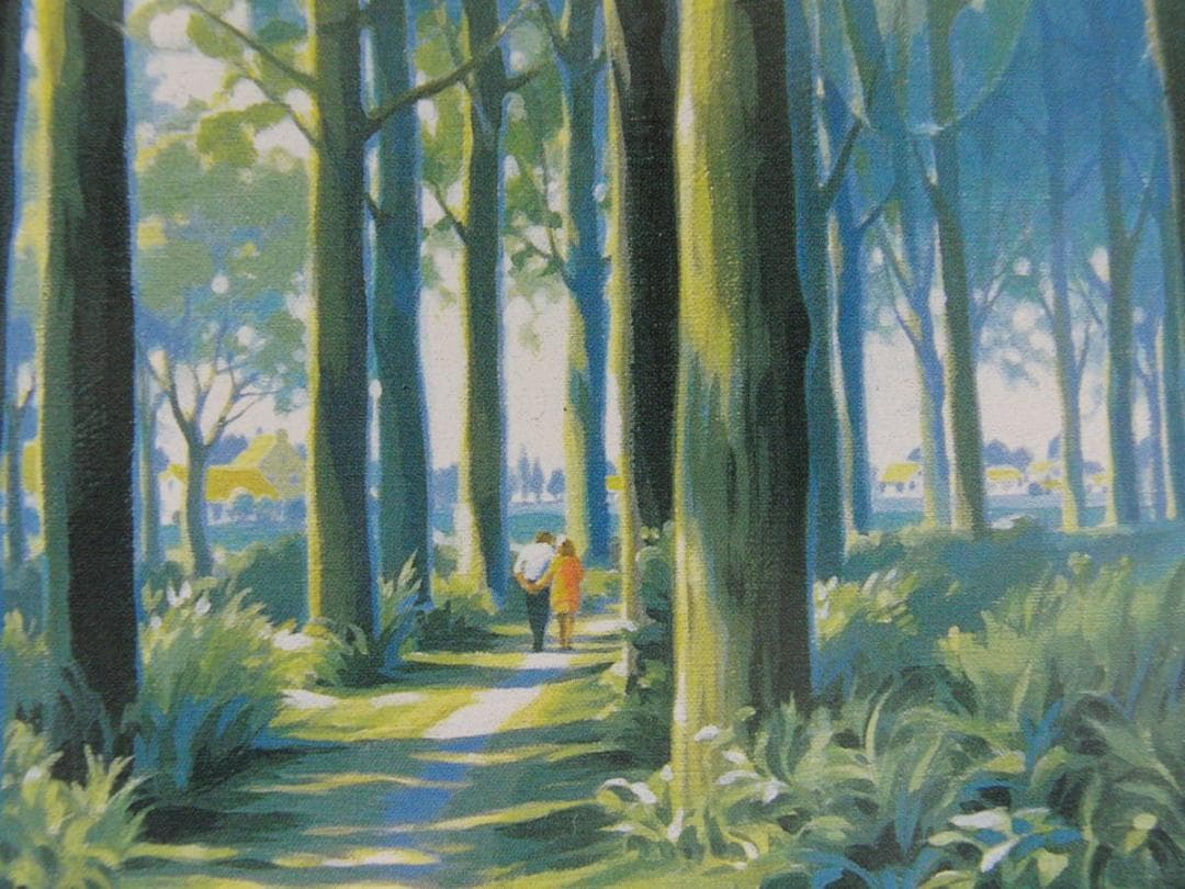 笹倉鉄平、【並木道】、希少な額装用画集より、状態良好、新品額装付