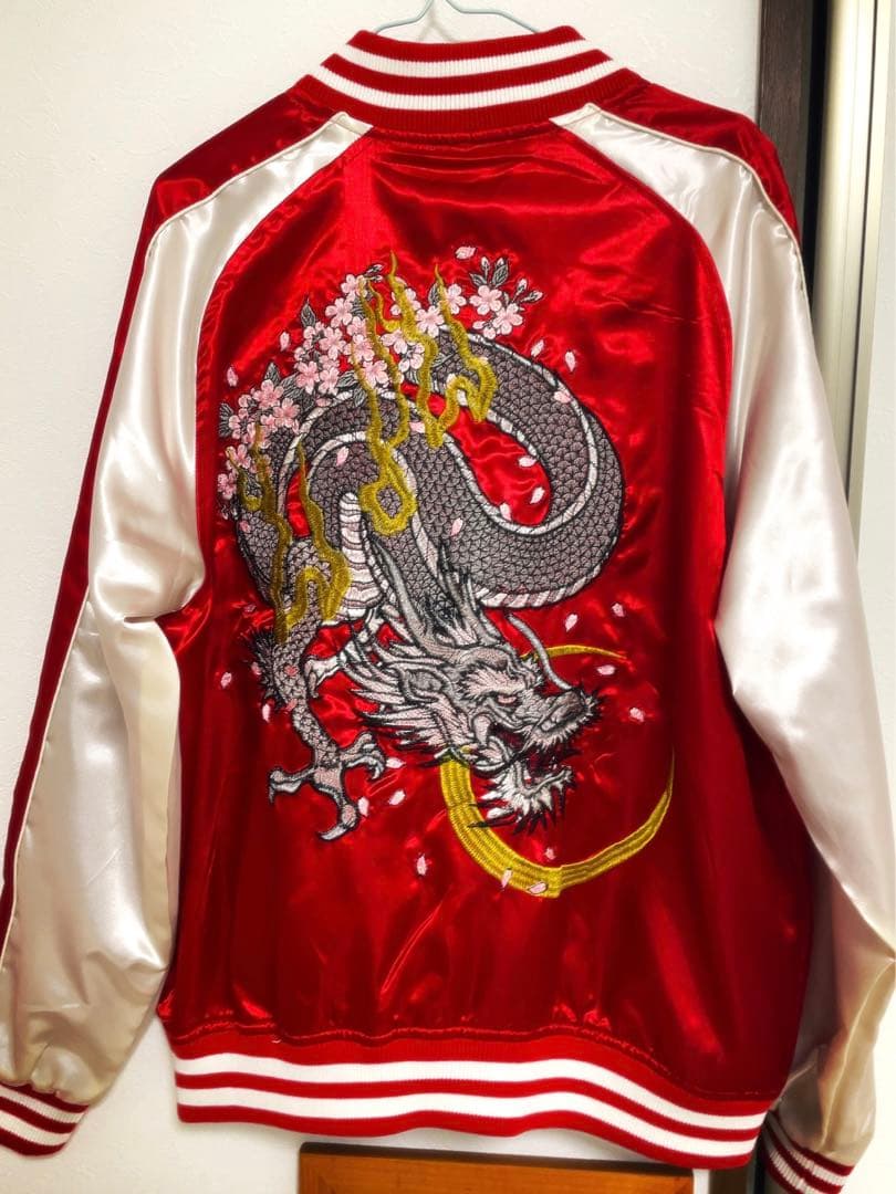 メンズ赤スカジャンLL