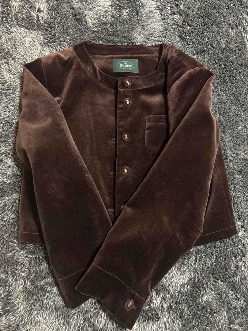 ジャケット・アウター the Barneet ClassyVelvetCollarlessJacket