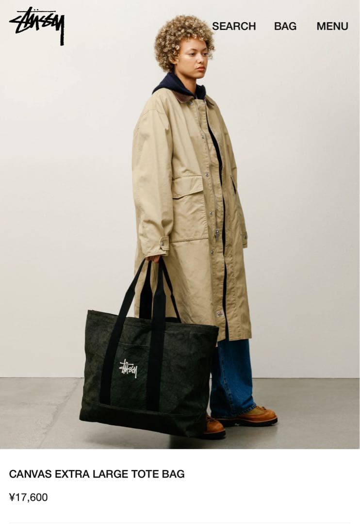バッグ Stussy CANVAS EXTRA LARGE TOTE BAG