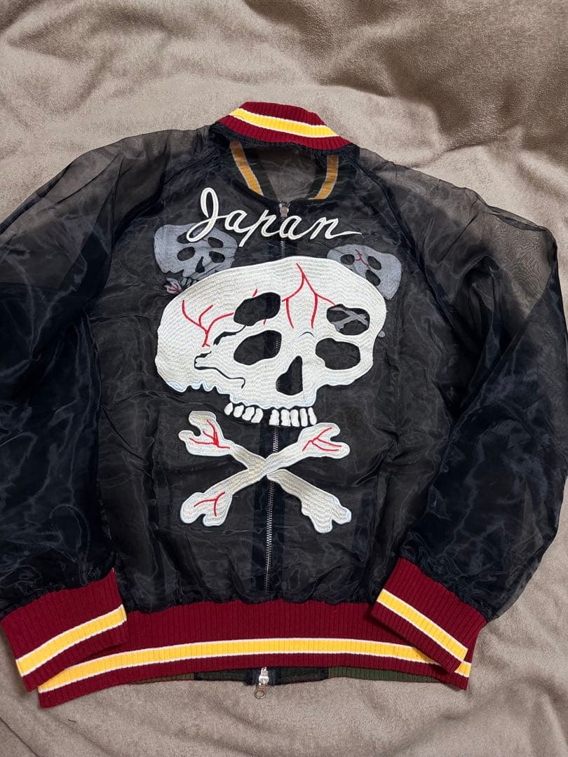 未使用 スカル メッシュ生地 スカジャン unisex 美品 vintage