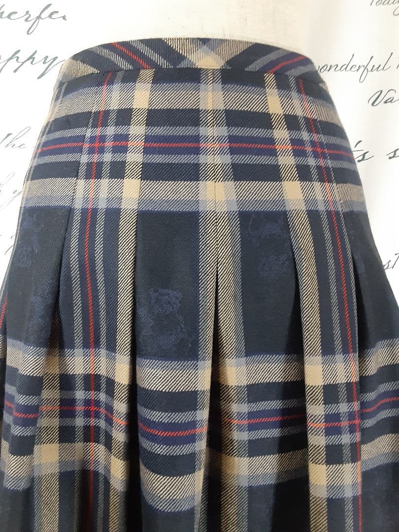 YORKLAND 美品 希少 日本製 テディベアジャガートチェックロングスカート