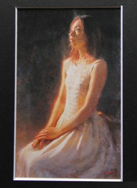 三澤寛志、【金箔の月】、希少な大判額装用画集より、美品、日本人画家、新品額装付