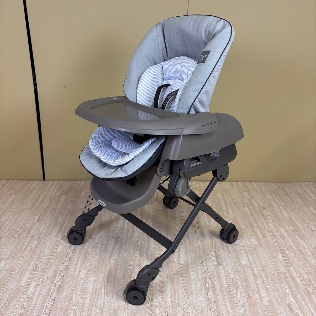 極上クリーニング済　☆超美品☆　コンビ　ハイローベッド＆チェア　ネムリラ　グレー