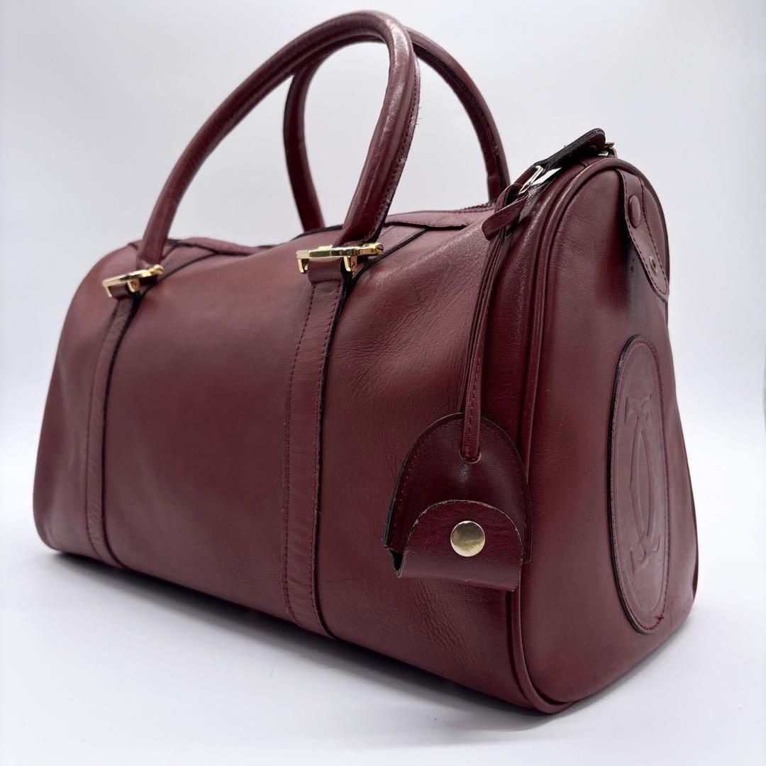 cartier カルティエ マストライン ミニボストンバック ロゴ刻印 ボルドー cartier カルティエ マストライン ミニボストンバック ロゴ刻印