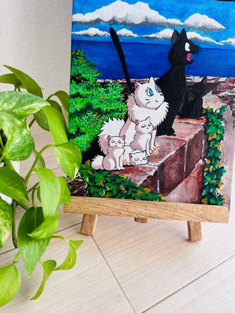 猫のアニメーションイラスト, F3 size, Acrylic, ghibli
