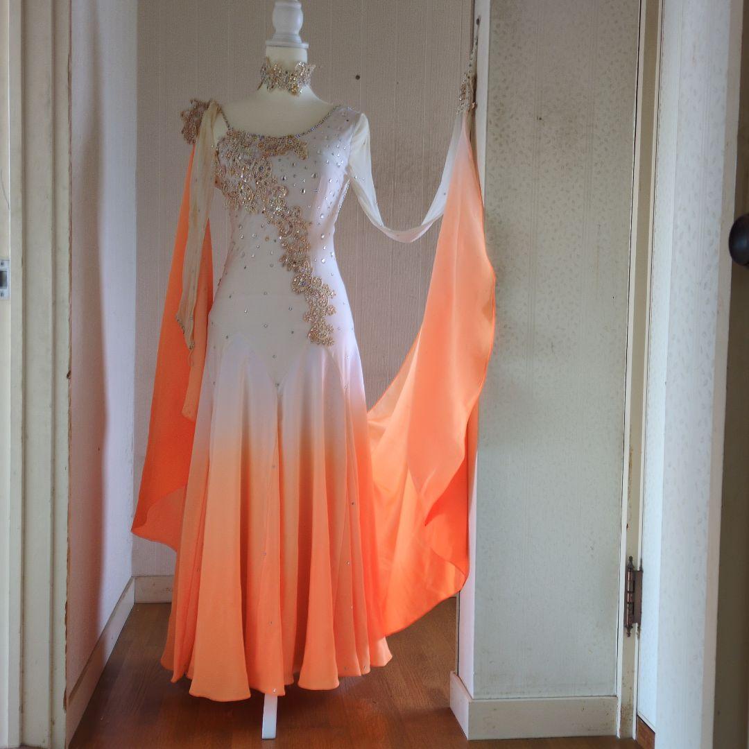 社交ダンス用ドレス オレンジのグラデーション - メルカリ