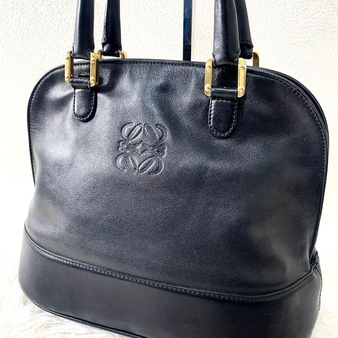 ロエベ　LOEWE アナグラム　ハンドバッグ　レザー　ブラック　黒　手提げ アナグラム ショルダーバッグ トートバッグ レザー ブラック ロエベ