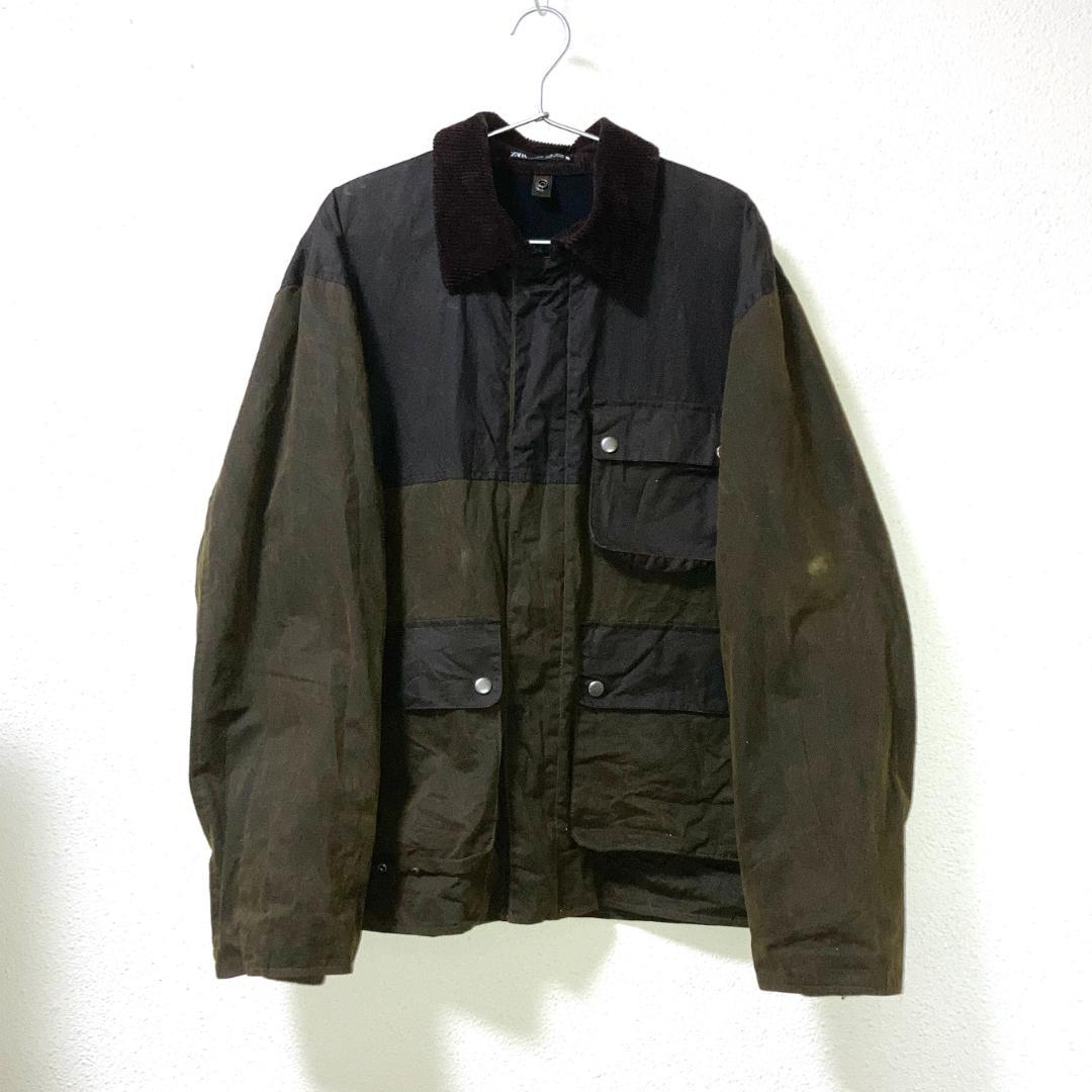 ジャケット・アウター waxed cotton color-block jacket w liner