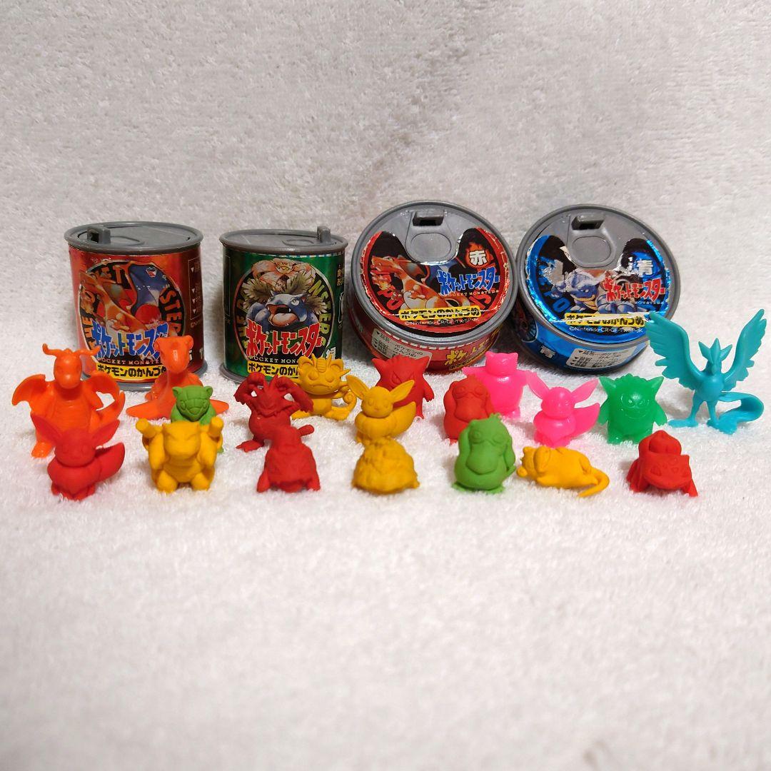レア★ポケモンのかんづめ　4点　赤　緑　青　初期　25体　当時物　消しゴム