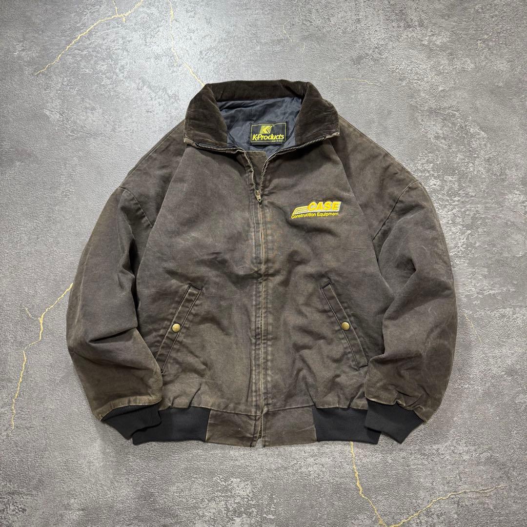 80sUSA製アクティブジャケットダック地TALONスイングトップLブラウン古着