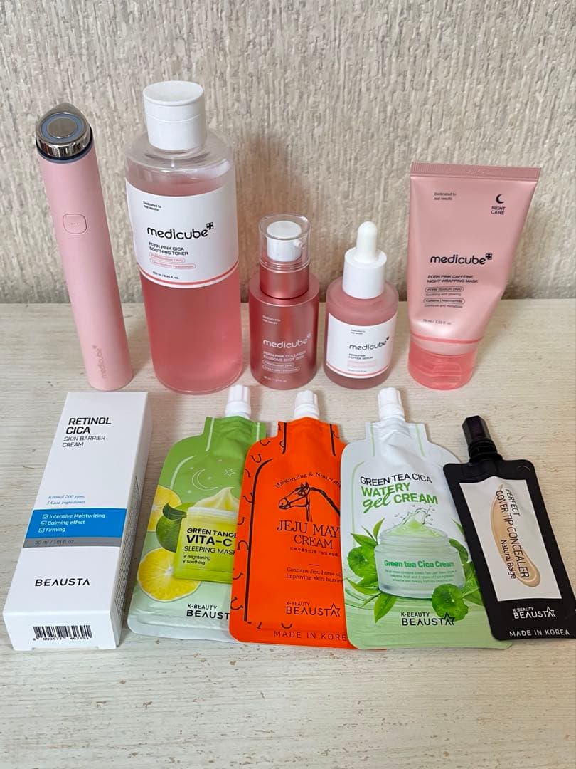 ブースタープロミニ説明書付、ピンクアンプル、トナー、エクソリームショット、マスク