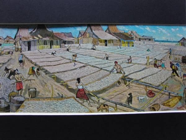 TANILIT（タニリット）、魚を干す、希少な額装用画集画