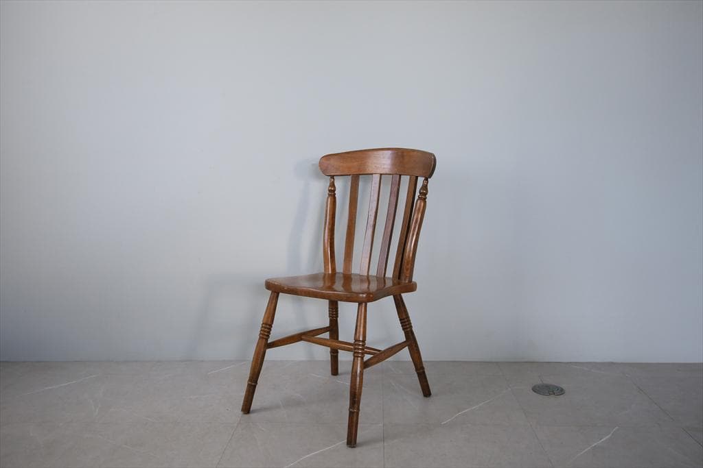 英国アンティーク木製キッチンチェア/ダイニングイス椅子/飾り棚(91-115-1