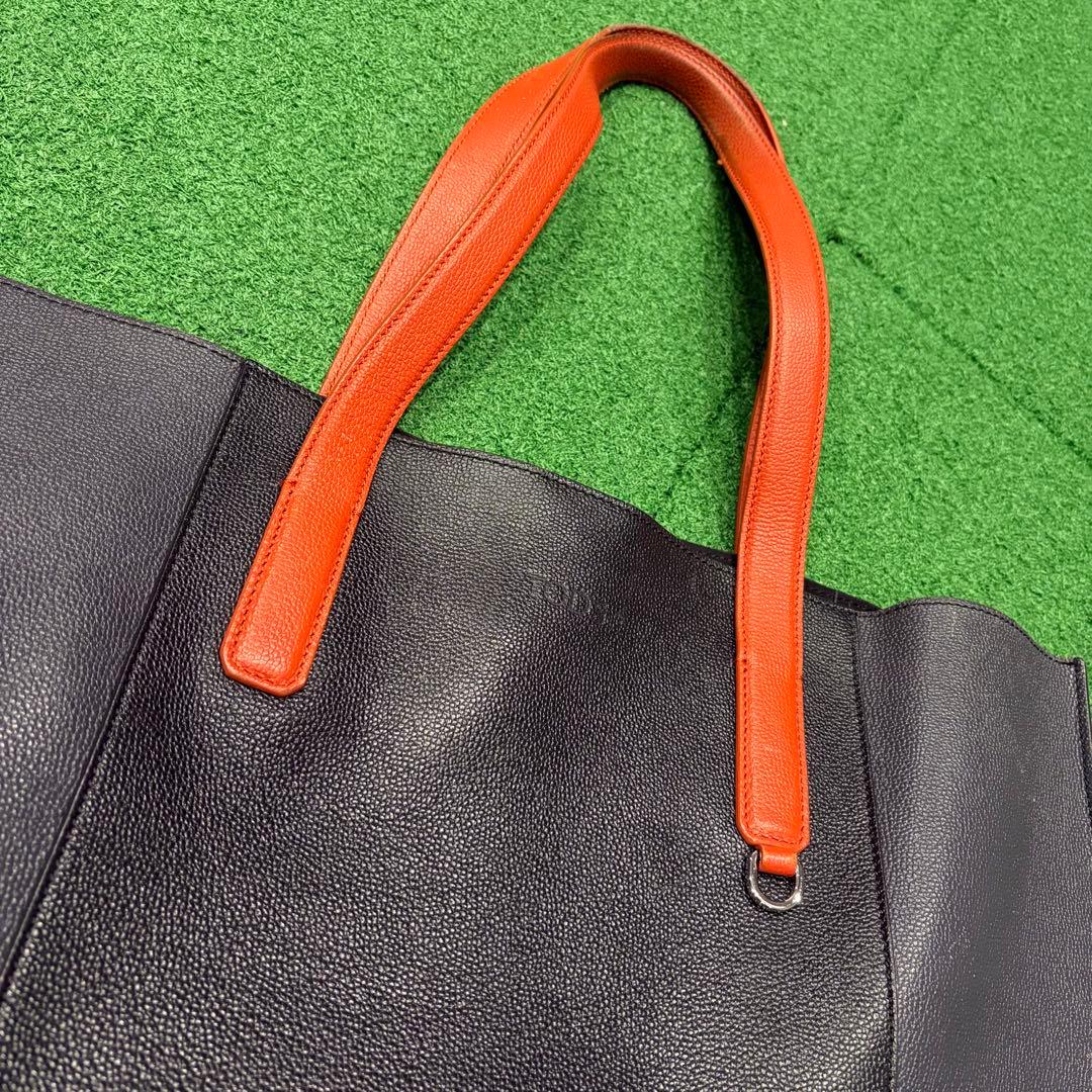 TODS 希少！メンズ レザートートバッグ ブラック オレンジ 中古品
