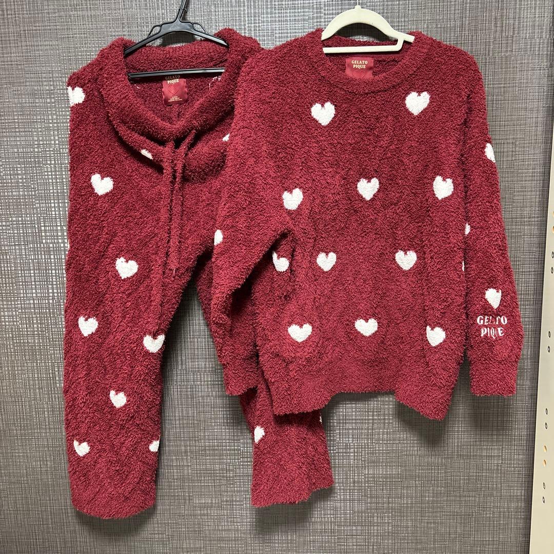 【上下セット】ジェラートピケ ハートアランプルオーバー SET✨️