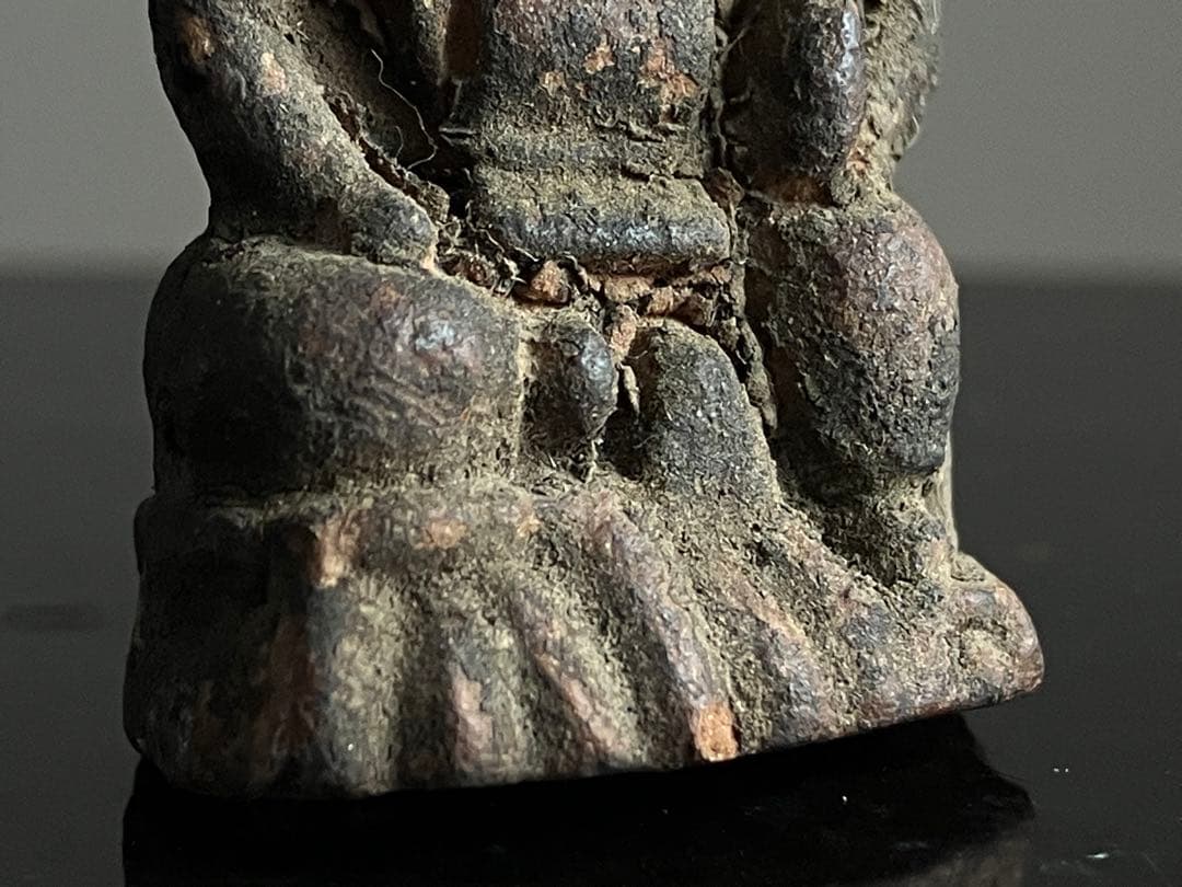 古い恵比寿と大黒天の豆土人形 約3.5㎝江戸時代後期〜明治初期頃】豆仏