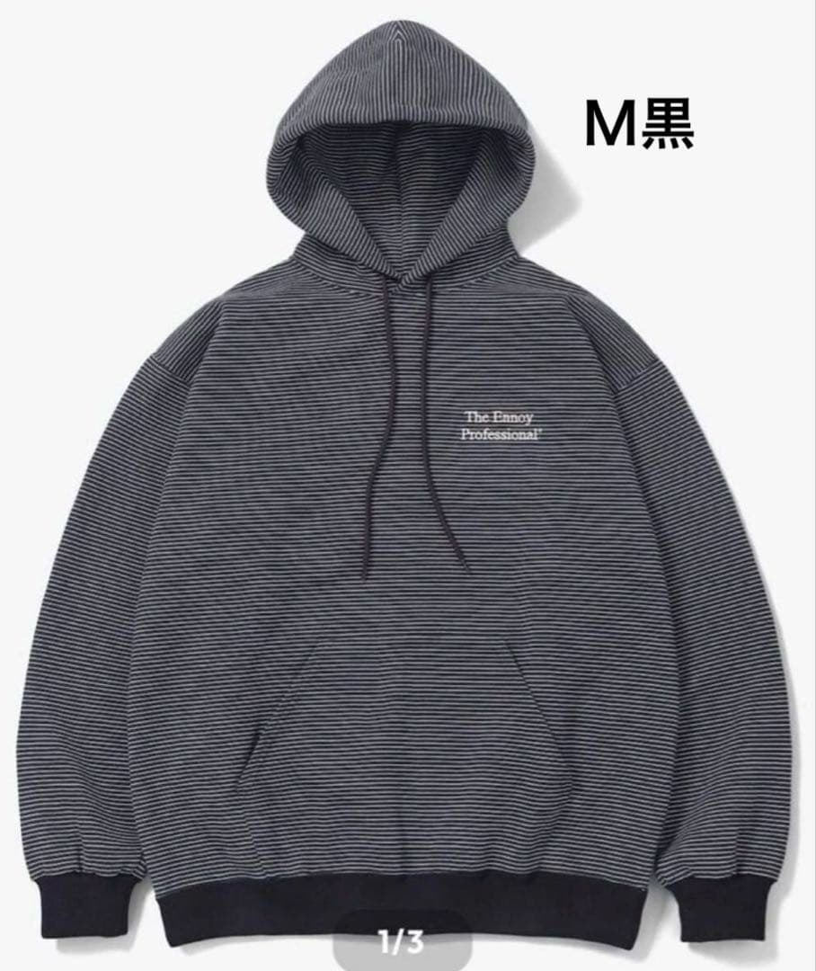 ENNOY BORDER HOODIE SWEAT 黒M