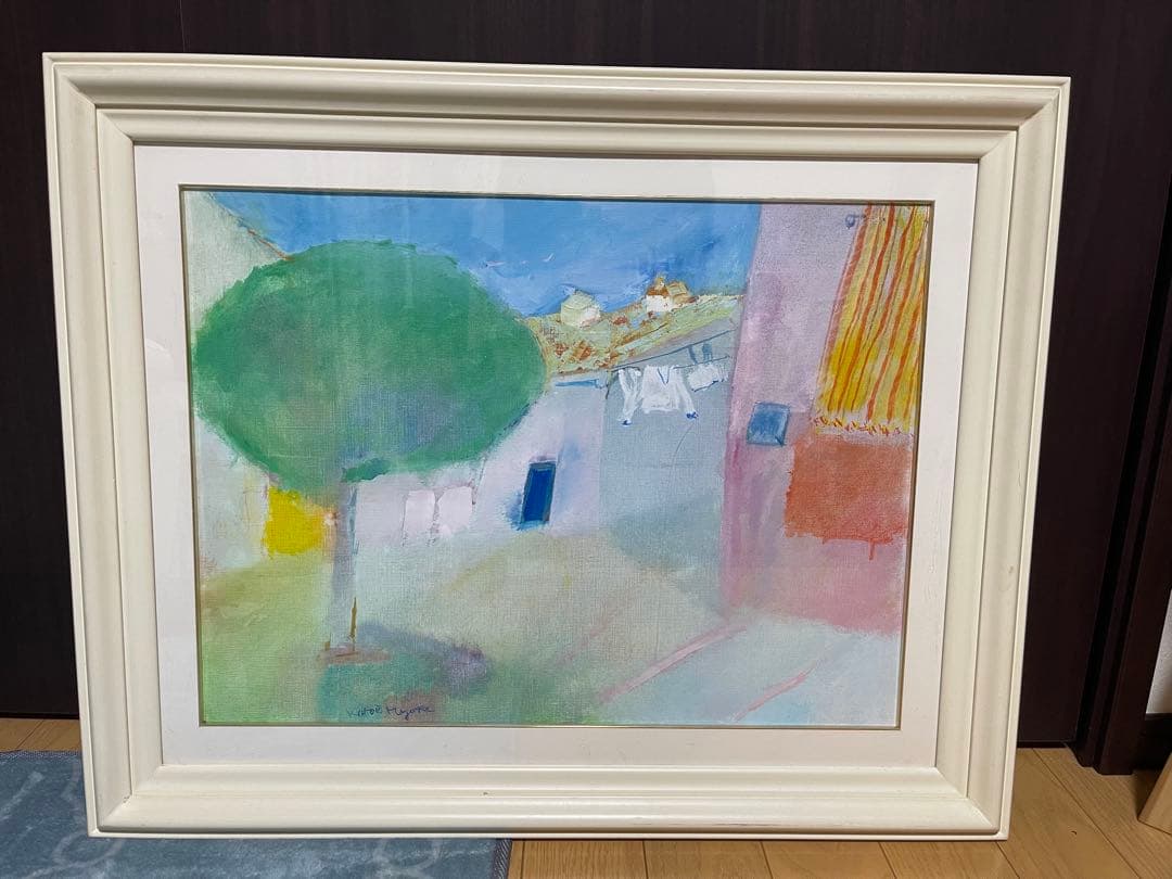 【原画】溝田コトエ「シシリー」1972年 サイン　額装 風景画