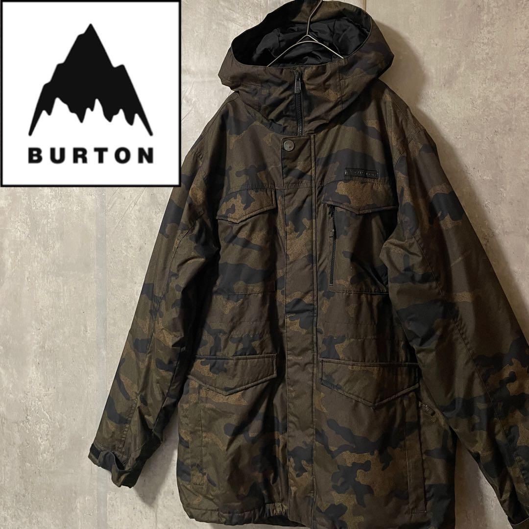 Burtonバートンスキーウェアスノーボードジャケットパーカーフード付き迷彩茶色