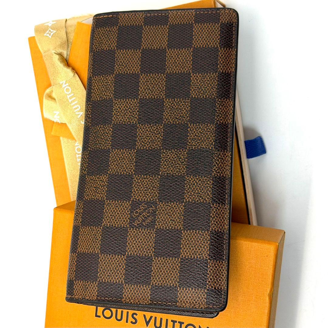 良品 ルイヴィトン ダミエ エベヌ ポルトフォイユ ブラザ 財布 二つ折り 茶色