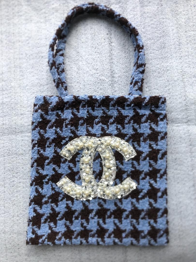 ノベルティー　ブルー　ハンドバッグ　トートバッグ　ビッグロゴ　綺麗