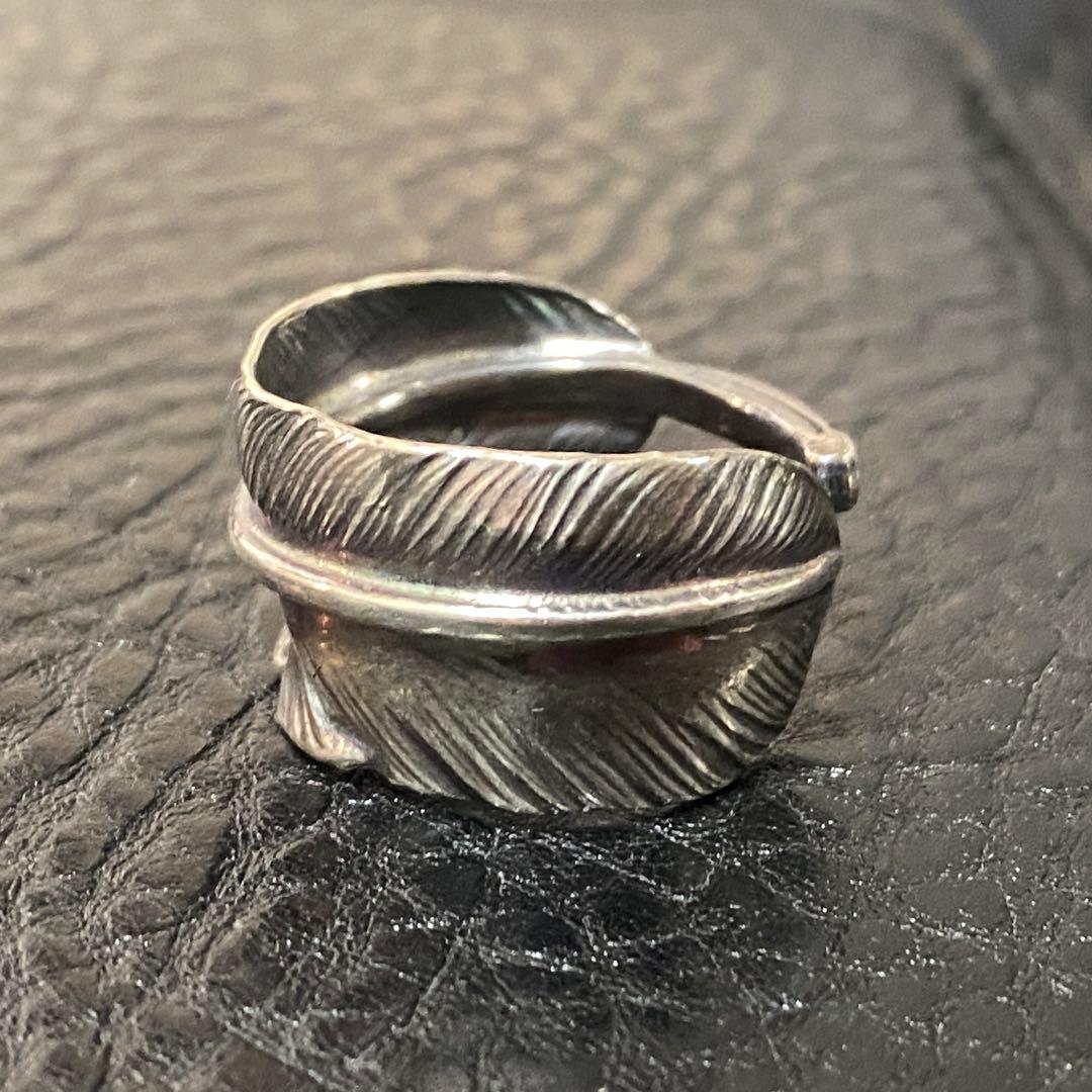 goro's ゴローズ シルバー 特大フェザーリング プレーン 約22号 指輪 ゴローズ 金メタル付き シルバー 特大フェザー リング 16号 goro's