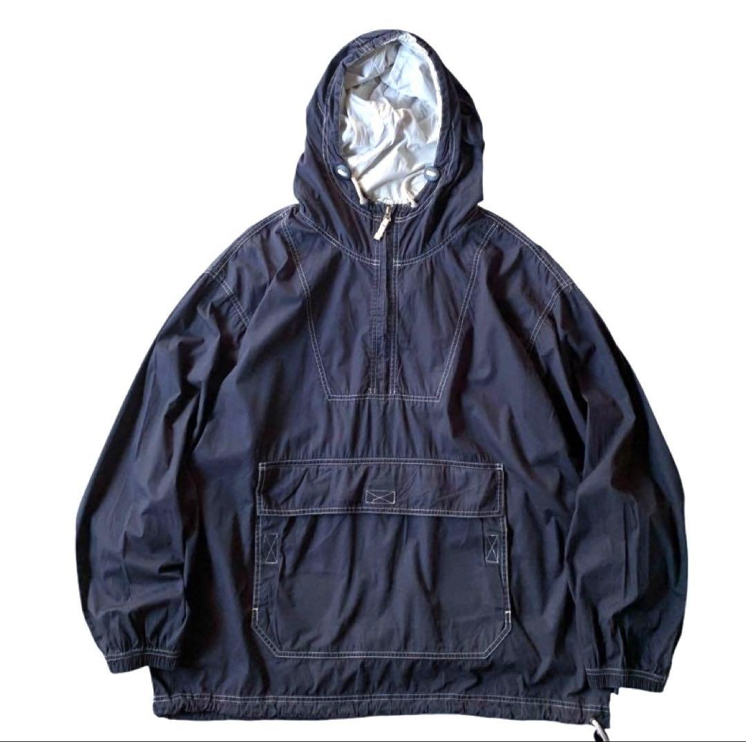 90s OLD GAP コットンアノラック　アノラックパーカー　ネイビー　白