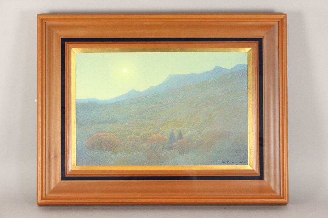 No4425 額装　住吉久志「紅葉の寒霞渓」油彩画　P6号　畳箱付　送料無料 清水規「錦雲渓緑彩」日本画・F10号 絵画買取・販売の小竹美術