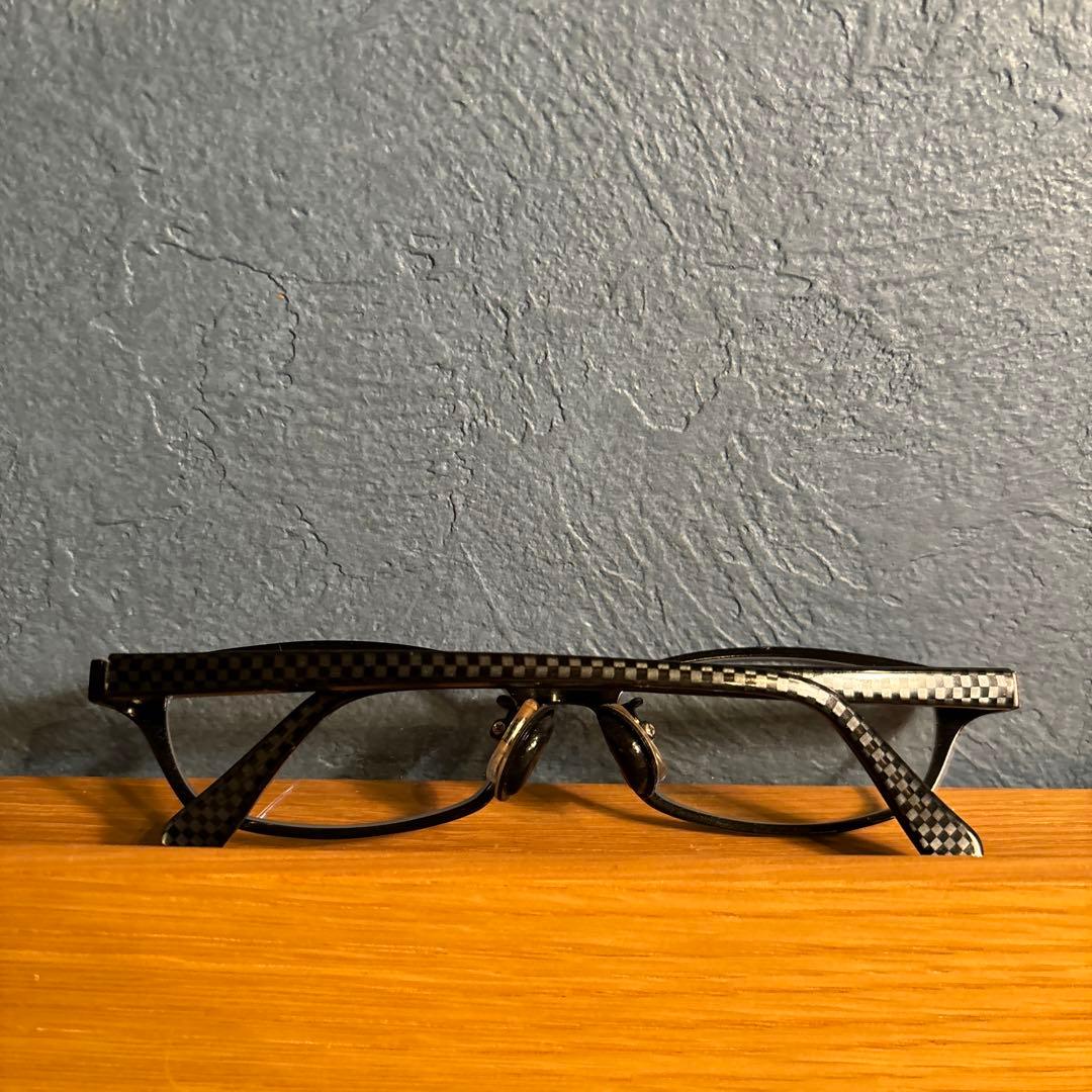 金子眼鏡LazyRed 市松模様フレームメガネ
