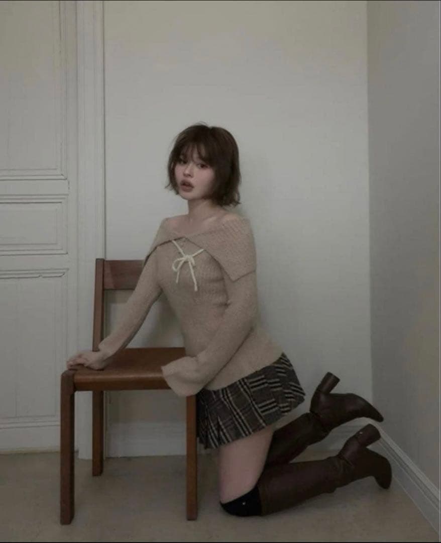 andmary Flora knit tops beige - メルカリ