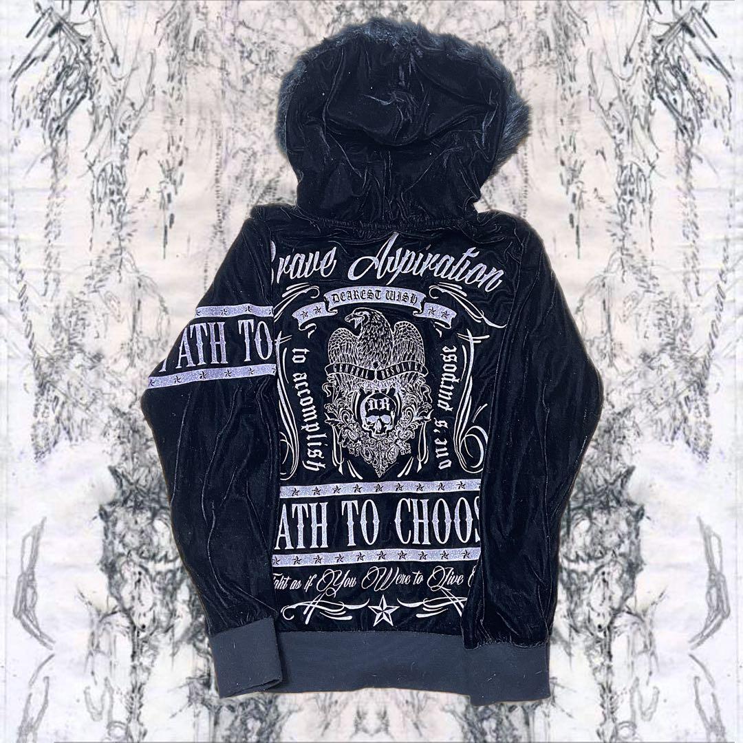 平成 ギャル ベロア ラメ スカル ファー パーカー y2k お兄系 グランジ