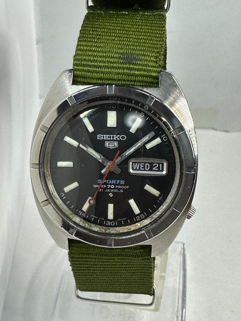 SEIKO ファイブスポーツ 6119-8140 エンジンターンドベゼル 稼働品