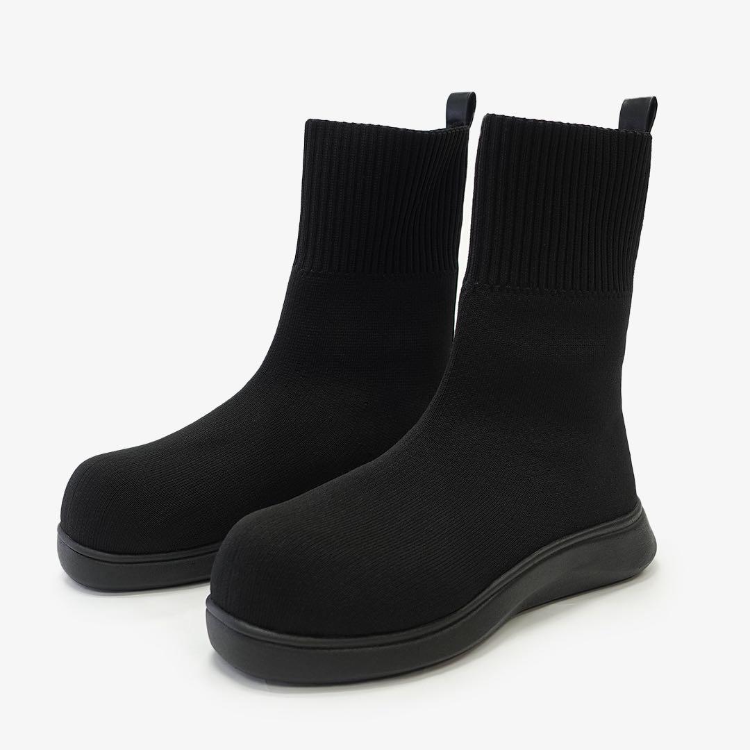 【Mサイズ】ラクバキ ニットブーツ ブラック【試着のみ】 ニットブーツ ブラック | Racbaki