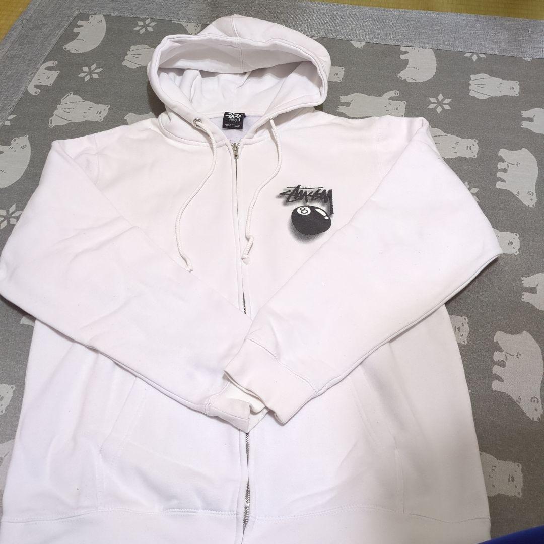 Ou！！最終値下げStussy ホワイト パーカー Lサイズ 8ボールロゴ