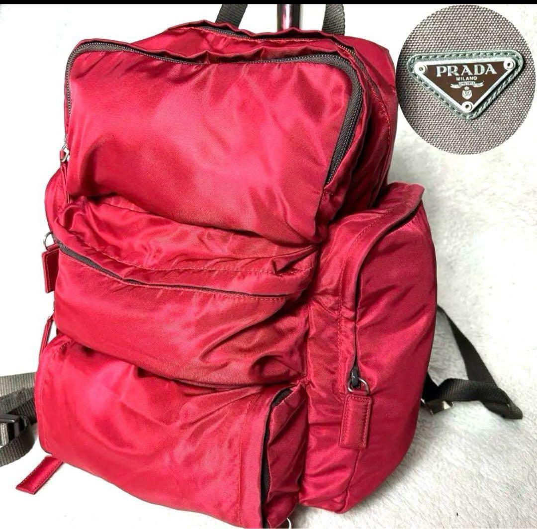 PRADA プラダ　リュック　三角ロゴ　多収納　レッド 楽天市場】プラダ PRADA 三角ロゴ リュックサック バックパック