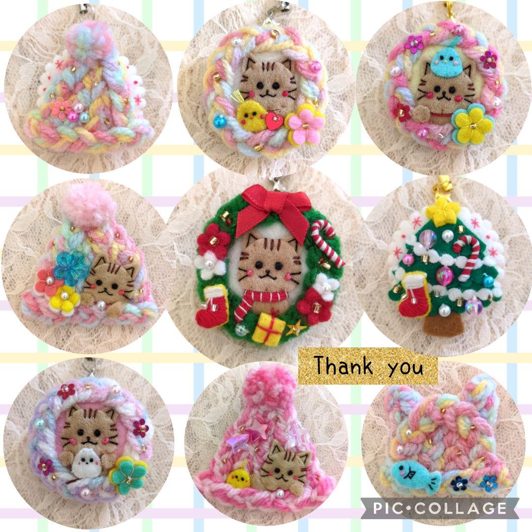 [専用　こり様]くるみボタン 刺繍 ブローチ フェルト クリスマス ツリー