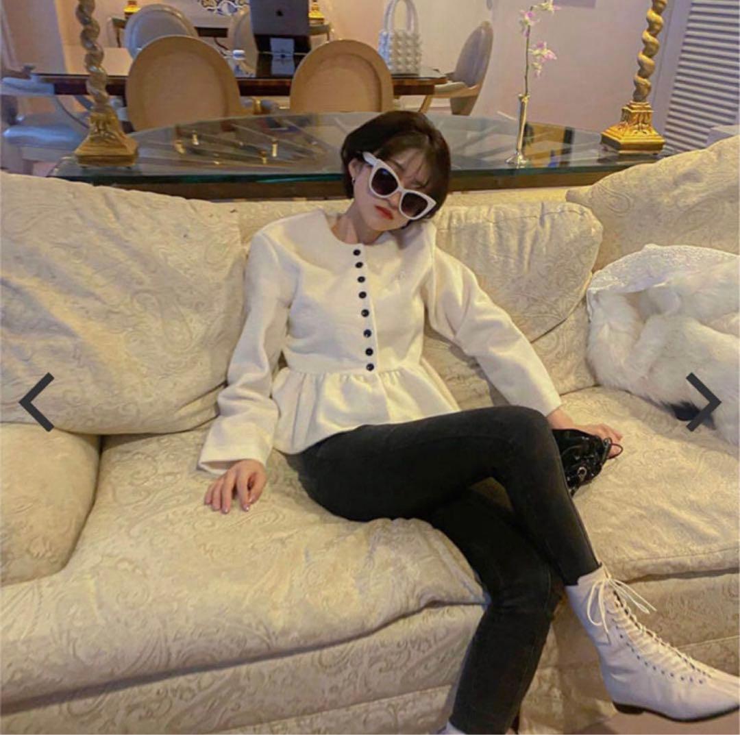 bibiy ペプラムカーディガン ホワイト White - メルカリ