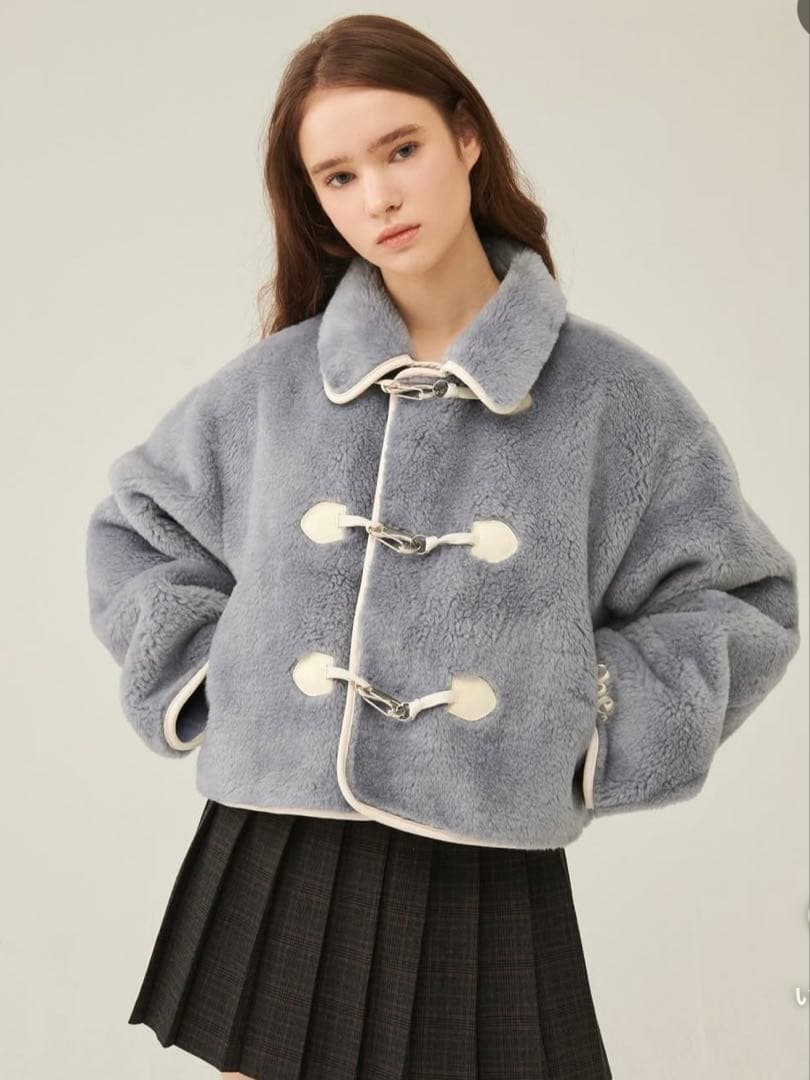NOIRNINE ヌアールナイン フェイクファー ダッフルコート ブルー