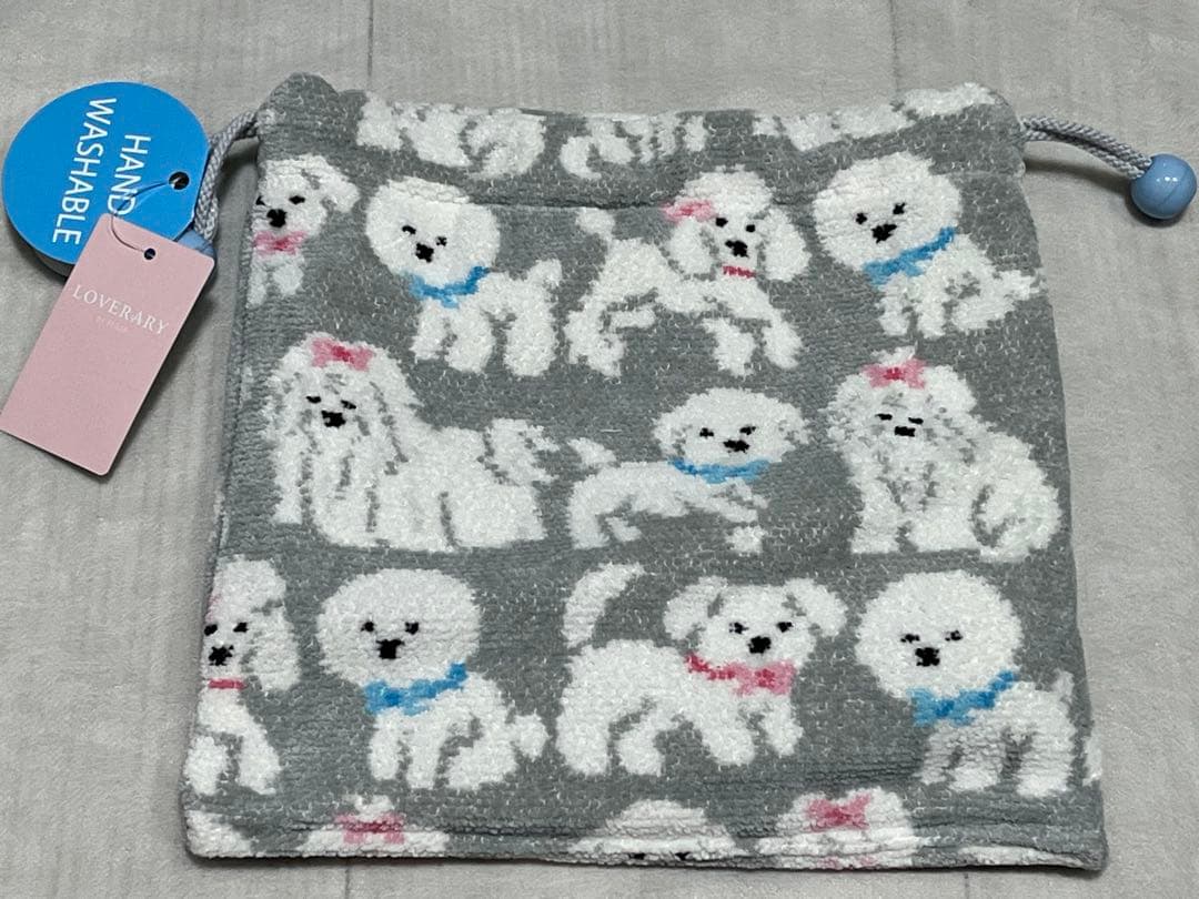 ラブラリーバイフェイラー モフモフワンチャン 巾着 モフモフワンチャン 巾着 L/MWC-257366（WEB限定）(ペールブルー