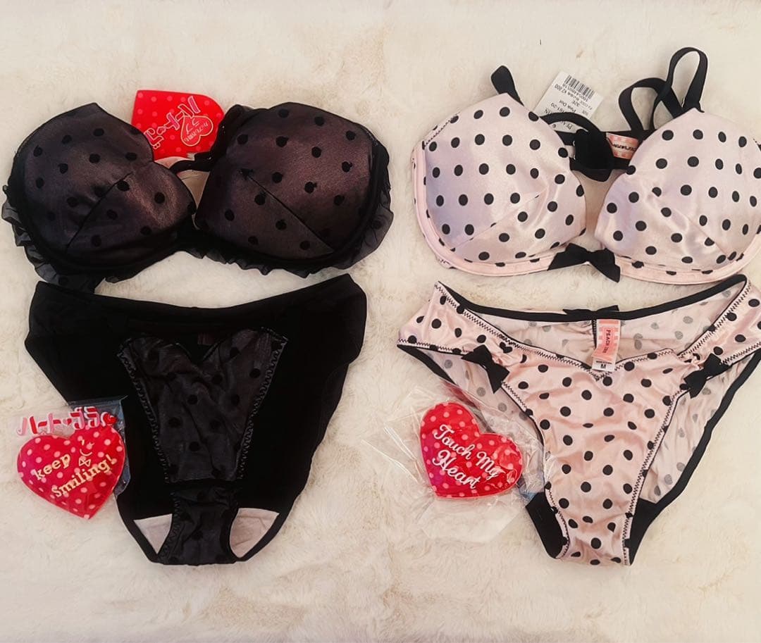 【廃盤】【絶版】【レア】ハート ブラ ショーツ ブラック ピンク セット