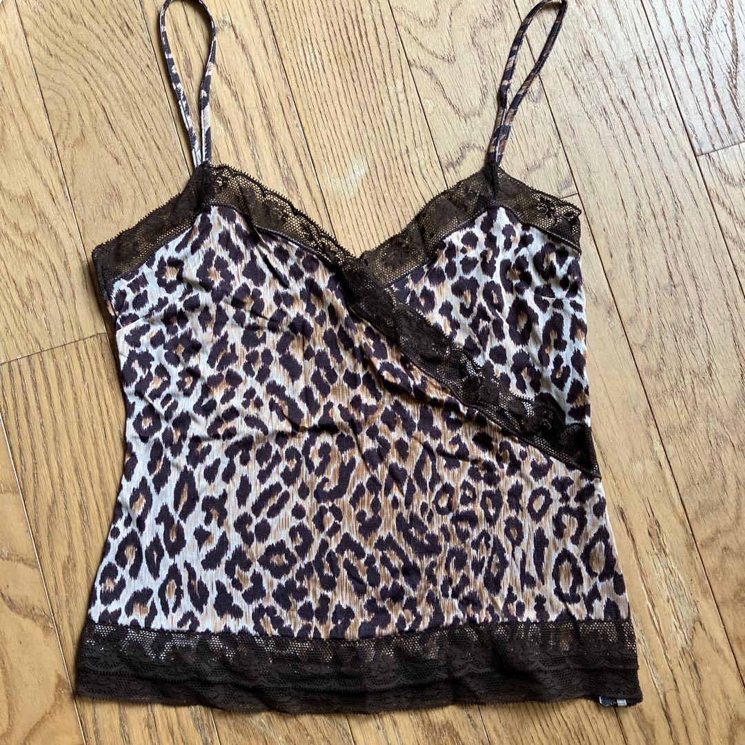 DOLCE&GABBANA ヒョウ柄レオパード柄 クロスデザイン キャミソール