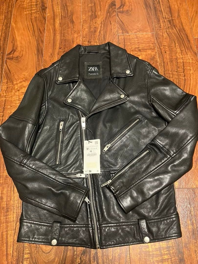 未使用　ZARA　レザーダブルライダース　US（M）