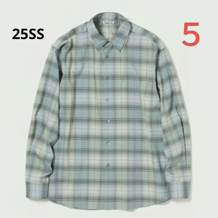 AURALEE SUPER LIGHT WOOL CHECK SHIRT 5 青