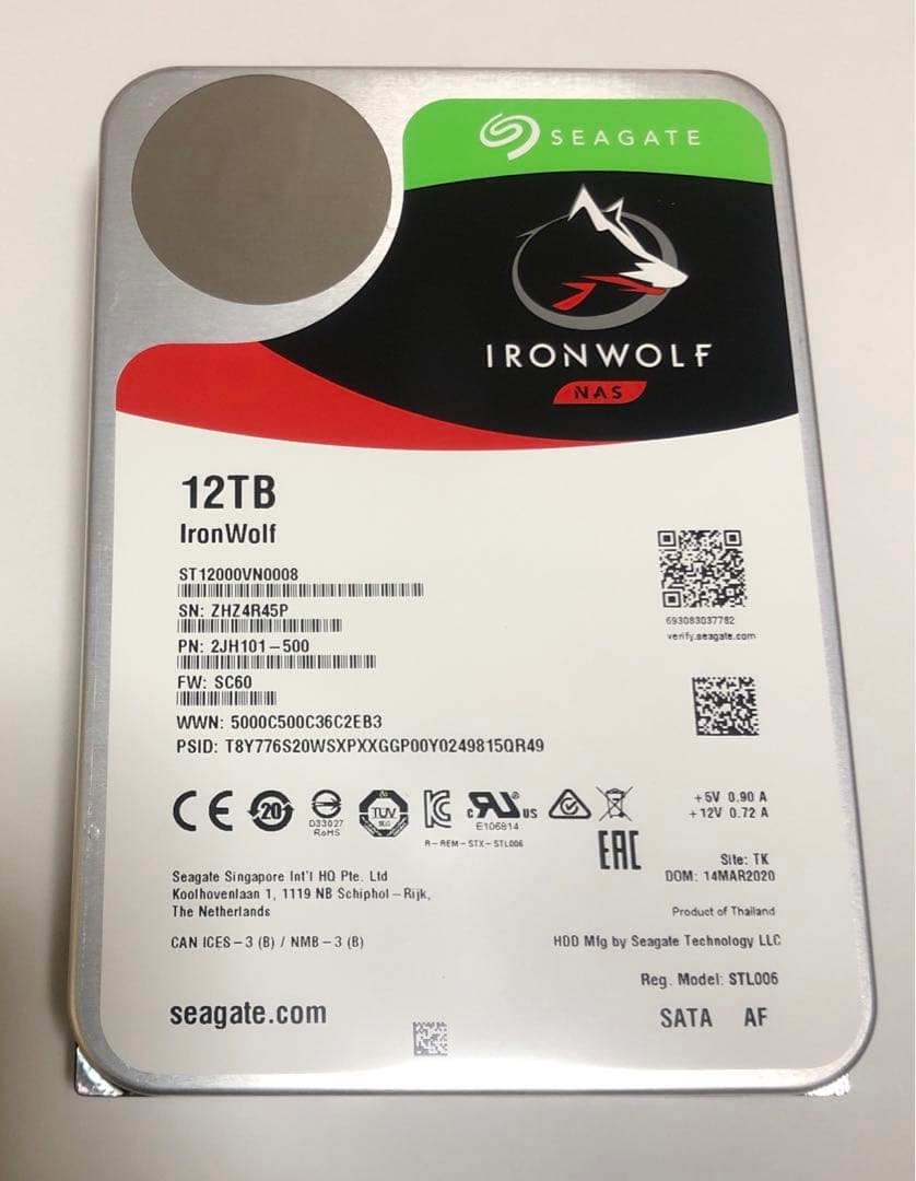 Seagate IronWolf 12TB HDD　健康状態注意
