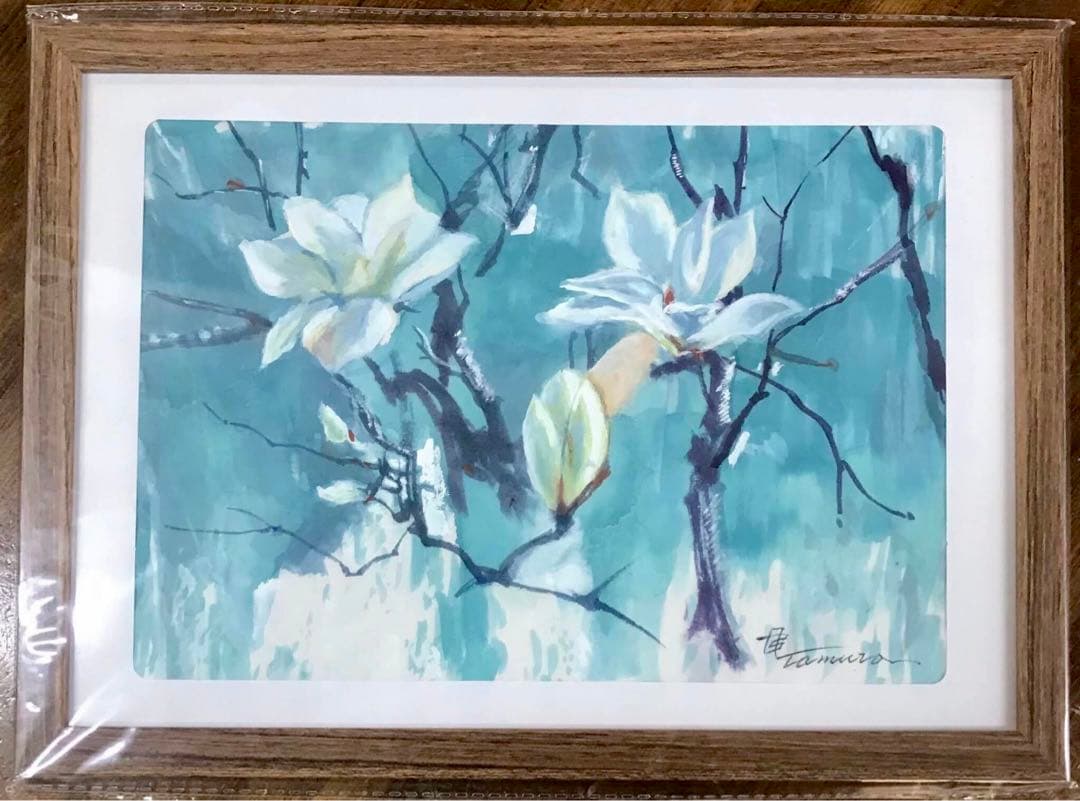 水彩画の花 木製フレーム 受賞作家の作品